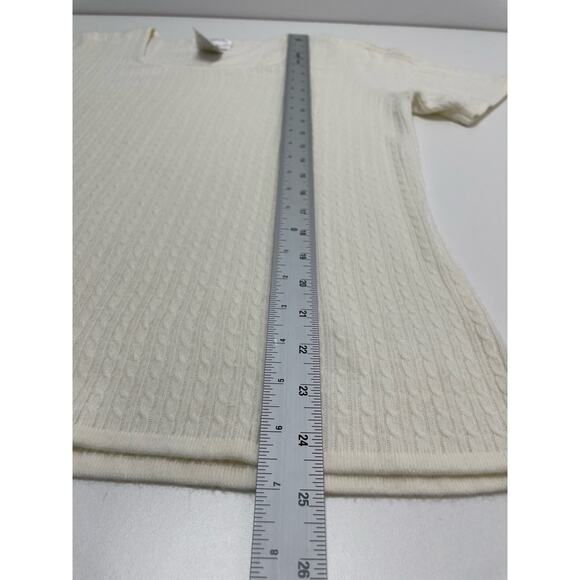 2 Piece Cardigan Sweater Set Long Sleeve T-Shirt Top Cream Knit Large Fisherman - Picture 11 of 15